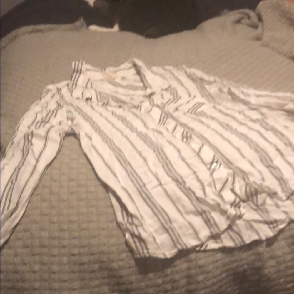 Black and white button down with roll up sleeves